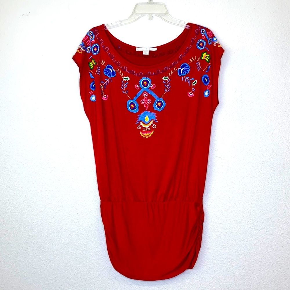 Boston Proper Red Embroidered Dress Size Small